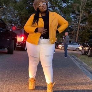 PLUS MUSTARD LEATHER COAT